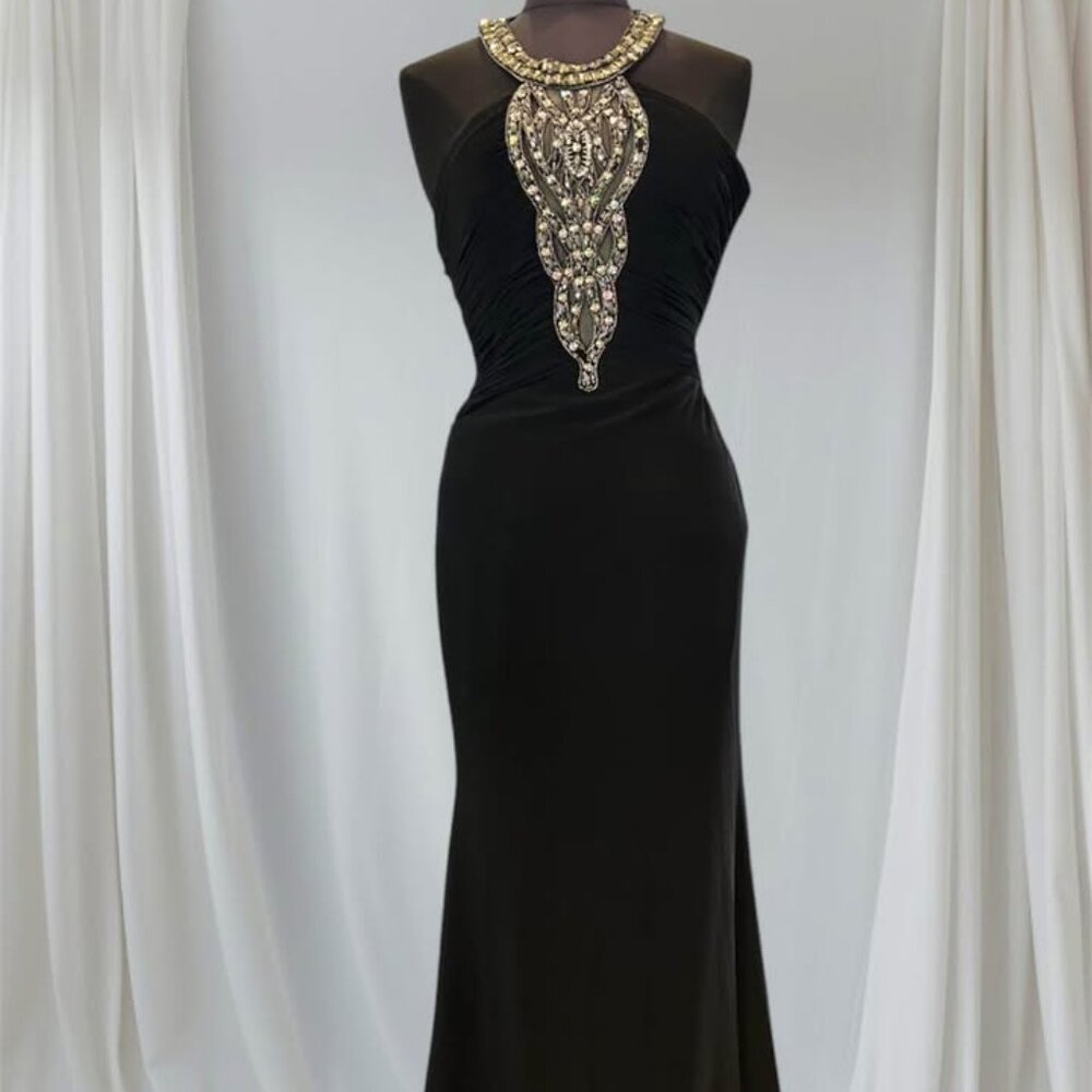Black Jeweled Sleek Prom Dress